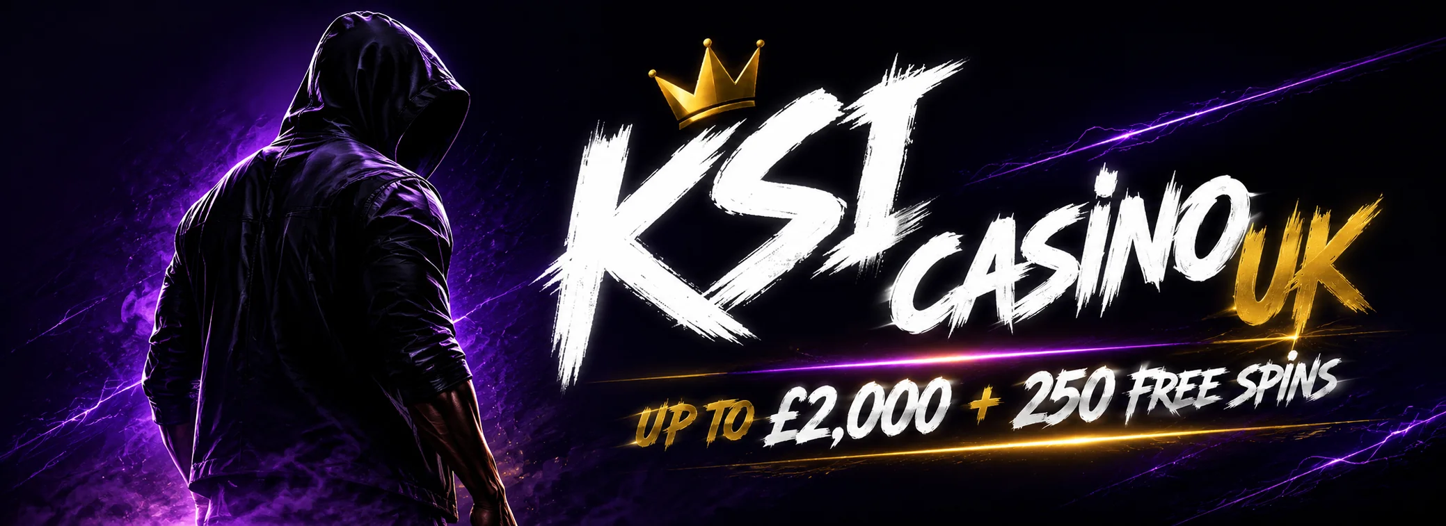 KSI Casino UK welcome offer with 250 free spins and up to £2,000 bonus